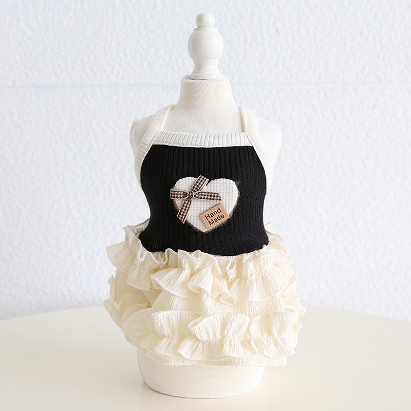 Pet Knit Dress Layered Ruffle Skirt