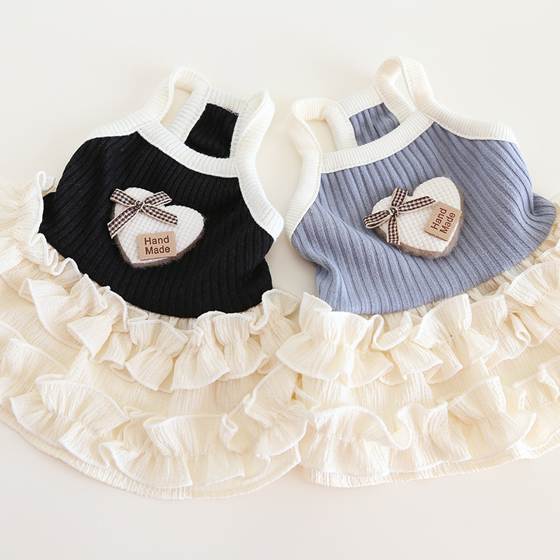 Pet Knit Dress Layered Ruffle Skirt