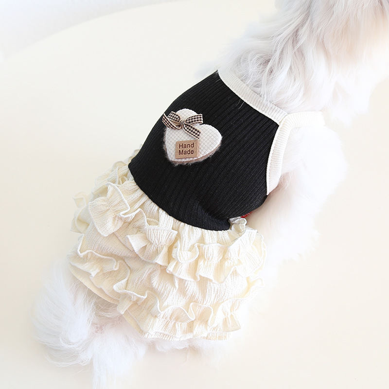 Pet Knit Dress Layered Ruffle Skirt