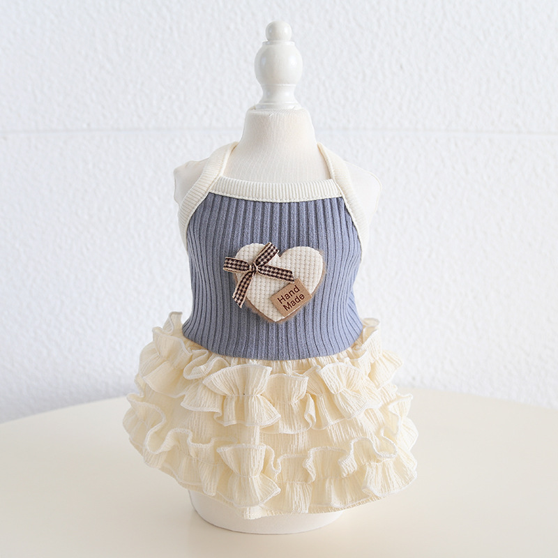 Pet Knit Dress Layered Ruffle Skirt