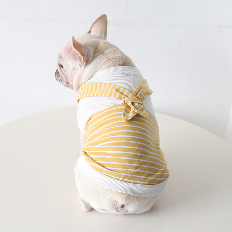 Pet Striped Vest Bow Back Design