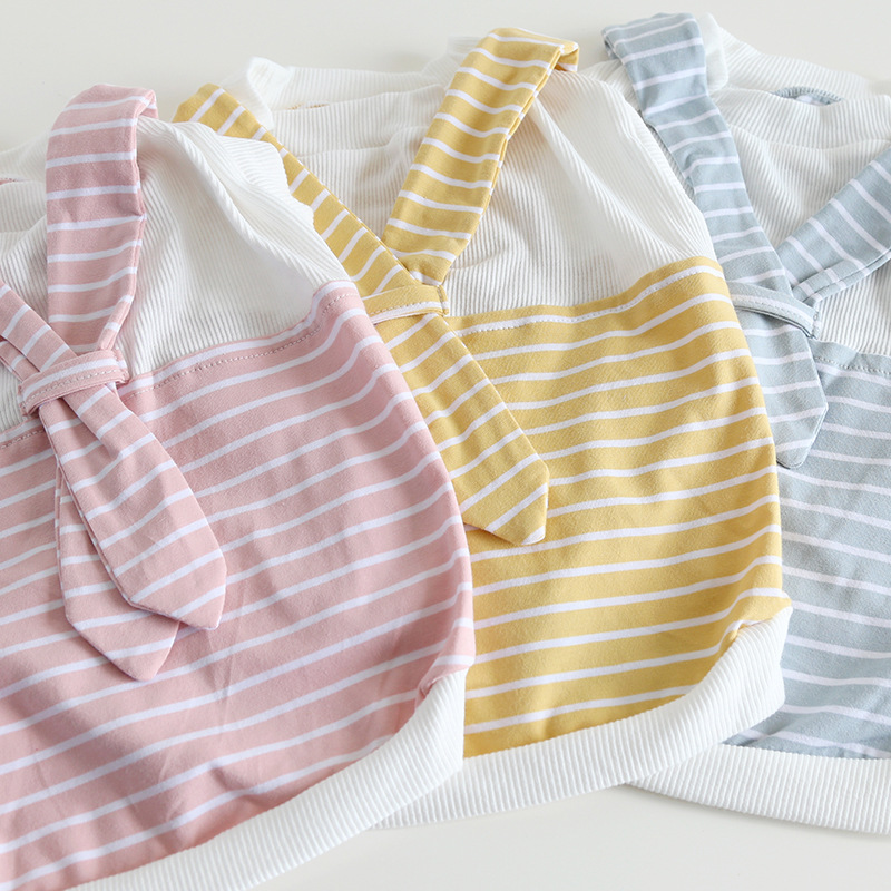 Pet Striped Vest Bow Back Design