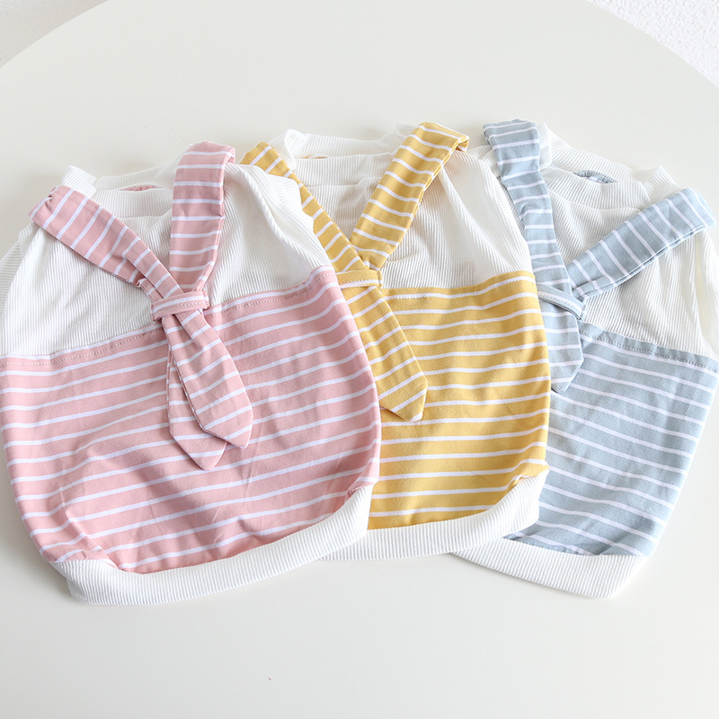 Pet Striped Vest Bow Back Design