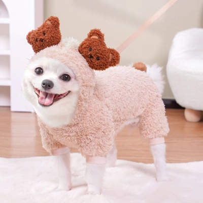 Pet Animal Hoodie Set Soft Plush Fabric 01
