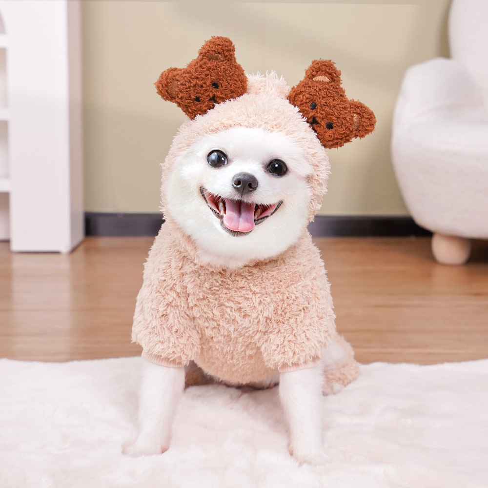 Pet Animal Hoodie Set Soft Plush Fabric