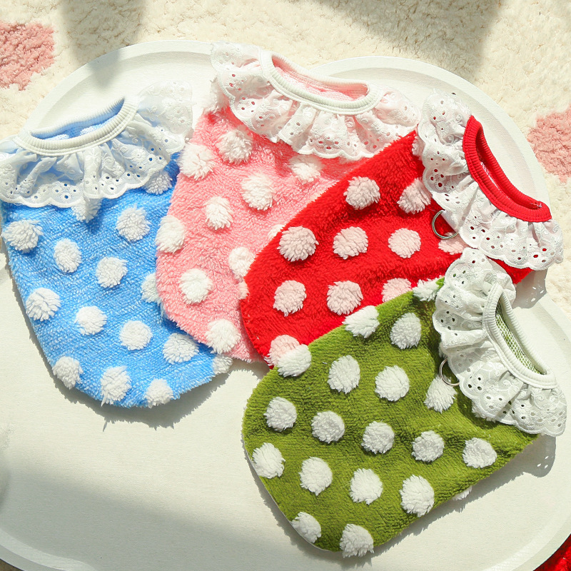 Pet Dot Dress Lace Collar Design