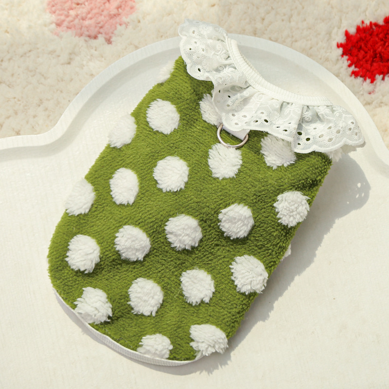 Pet Dot Dress Lace Collar Design