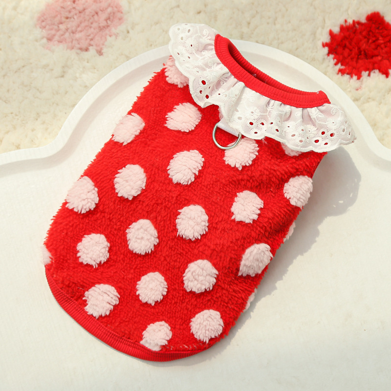 Pet Dot Dress Lace Collar Design