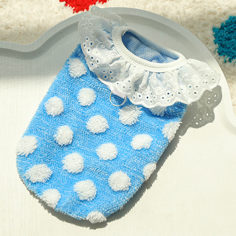 Pet Dot Dress Lace Collar Design