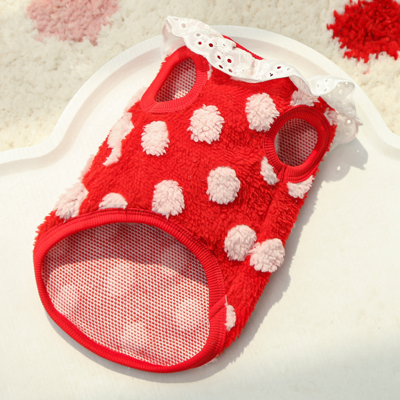 Pet Dot Dress Lace Collar Design