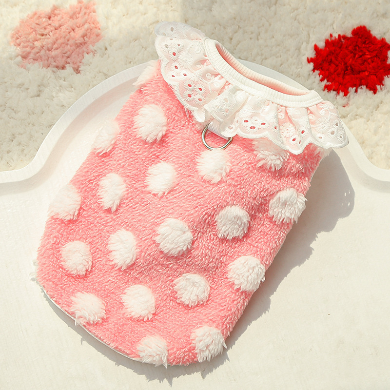 Pet Dot Dress Lace Collar Design