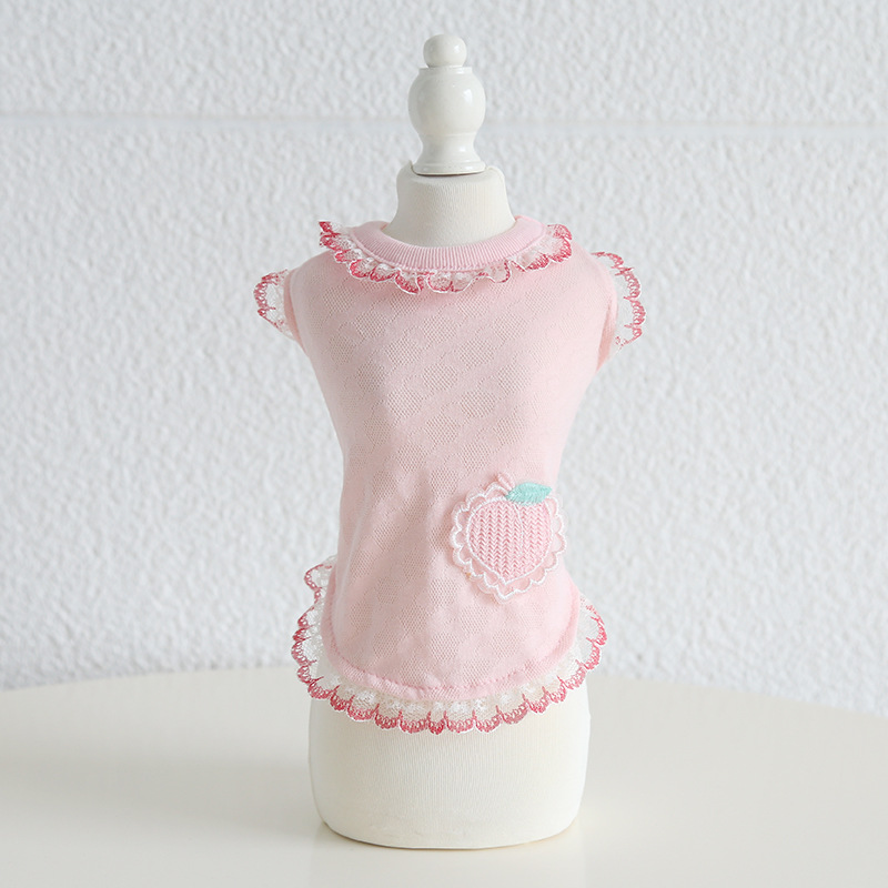 Pet Fruit Vest Lace Trim Knit Fabric