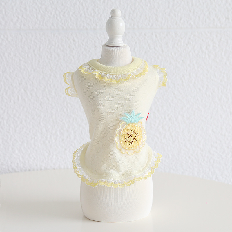 Pet Fruit Vest Lace Trim Knit Fabric