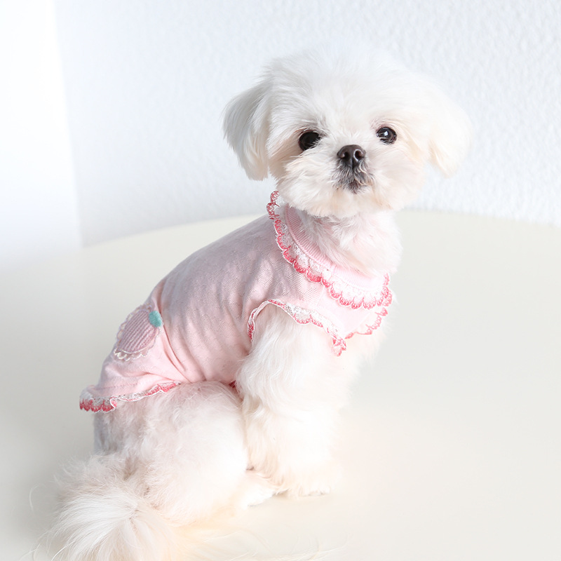 Pet Fruit Vest Lace Trim Knit Fabric