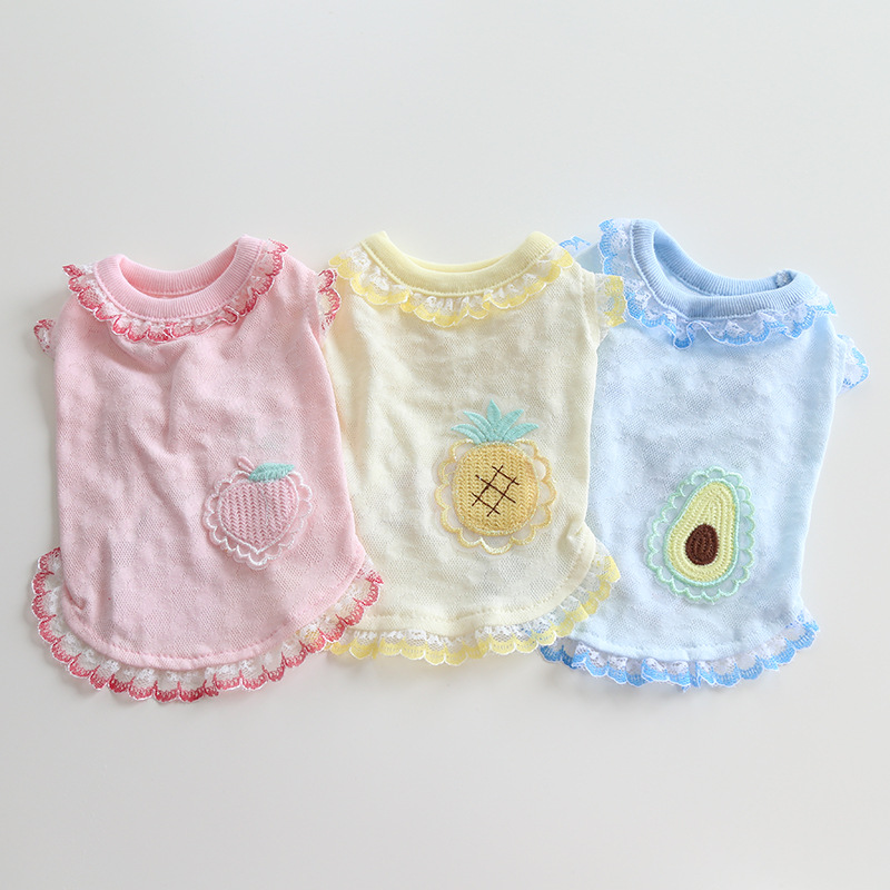 Pet Fruit Vest Lace Trim Knit Fabric