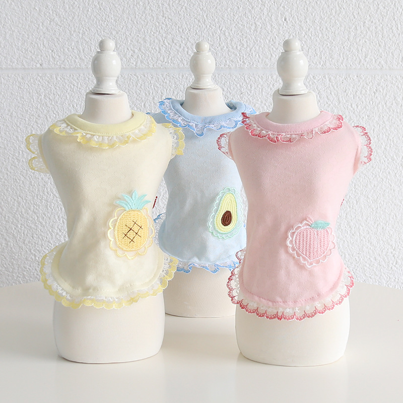 Pet Fruit Vest Lace Trim Knit Fabric