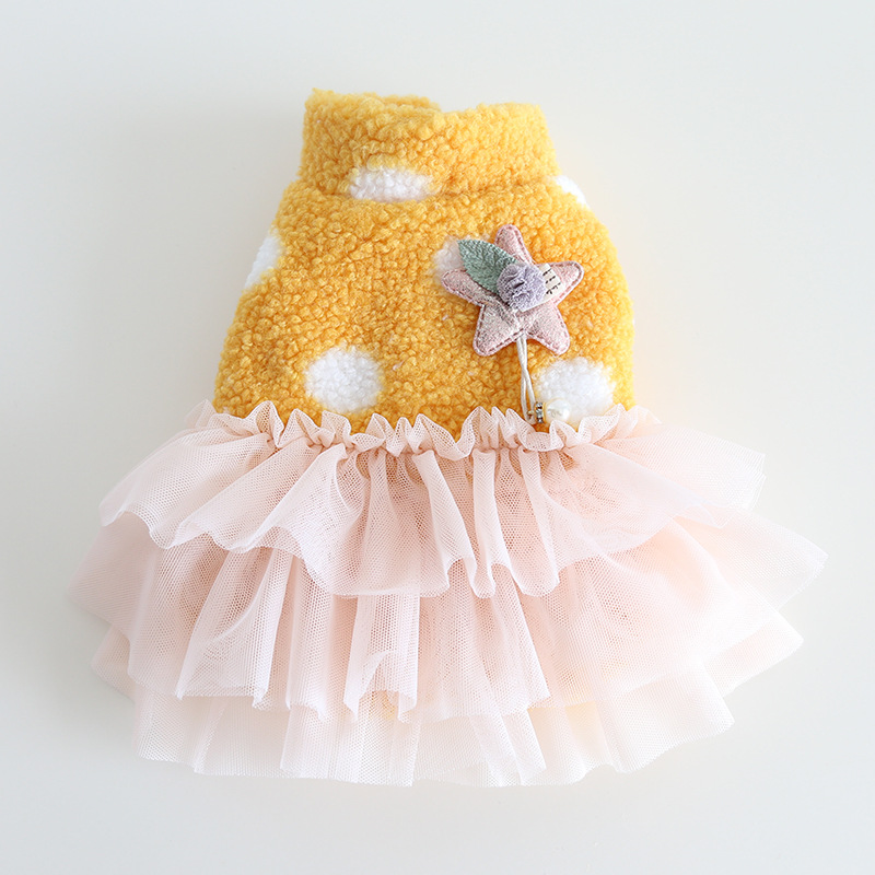 Pet Dot Mesh Dress Star Pearl Decor