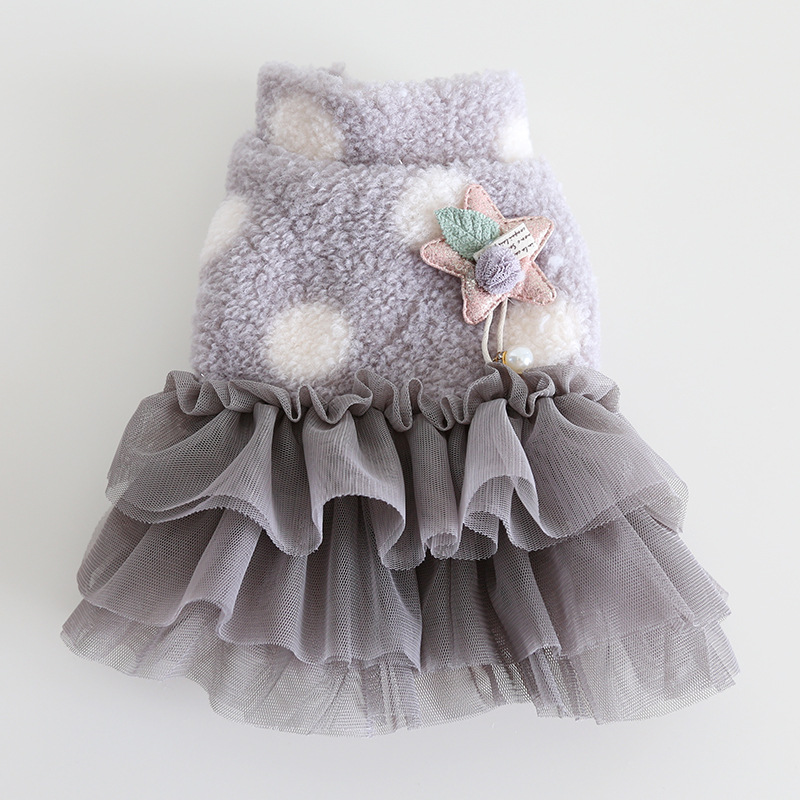 Pet Dot Mesh Dress Star Pearl Decor