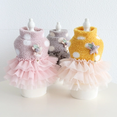Pet Dot Mesh Dress Star Pearl Decor 02