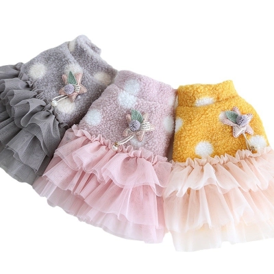 Pet Dot Mesh Dress Star Pearl Decor 01