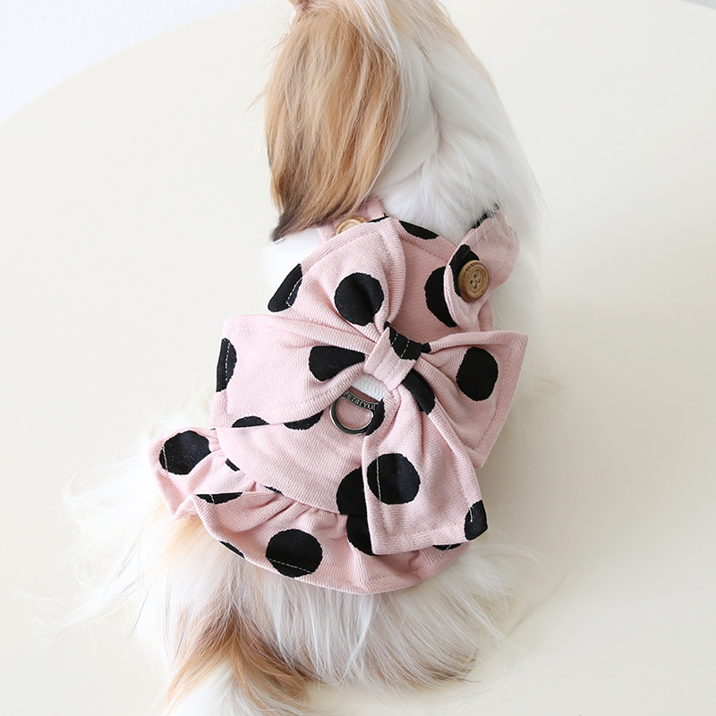 Pet Harness Dress Big Bow Design