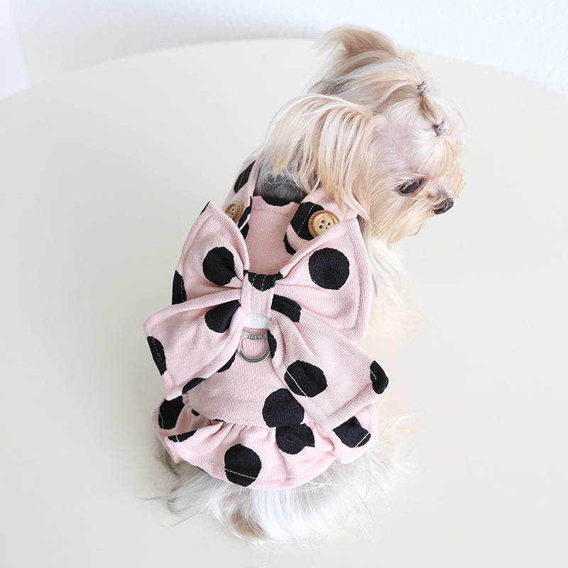 Pet Harness Dress Big Bow Design