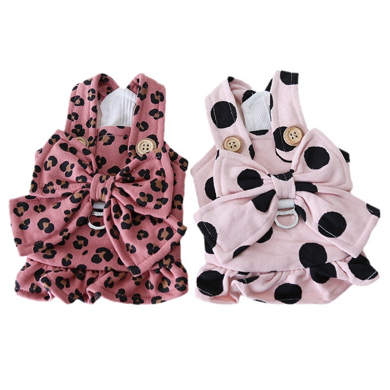 Pet Harness Dress Big Bow Design