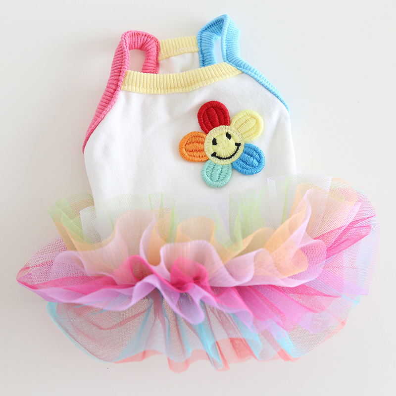 Pet Rainbow Dress Sleeveless Layered Tulle