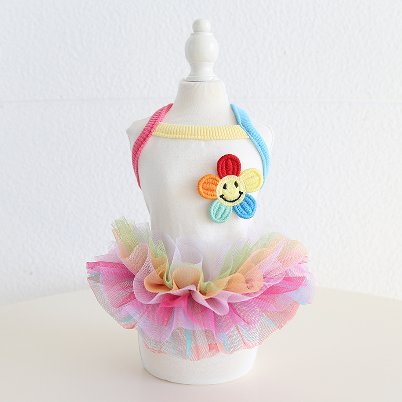 Pet Rainbow Dress Sleeveless Layered Tulle