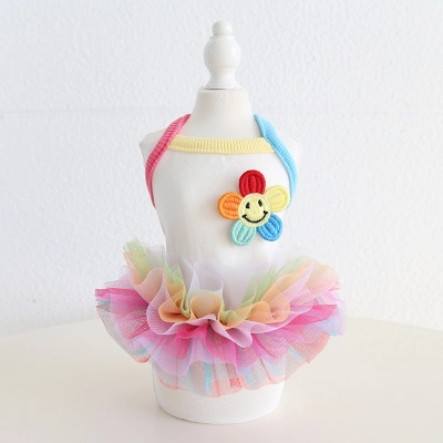 Pet Rainbow Dress Sleeveless Layered Tulle 01