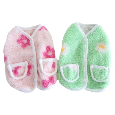 Pet Floral Vest Plush Material Pocket Design 01