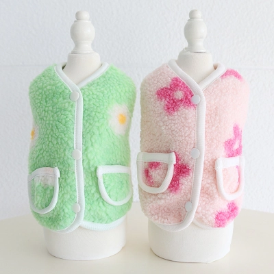 Pet Floral Vest Plush Material Pocket Design 02