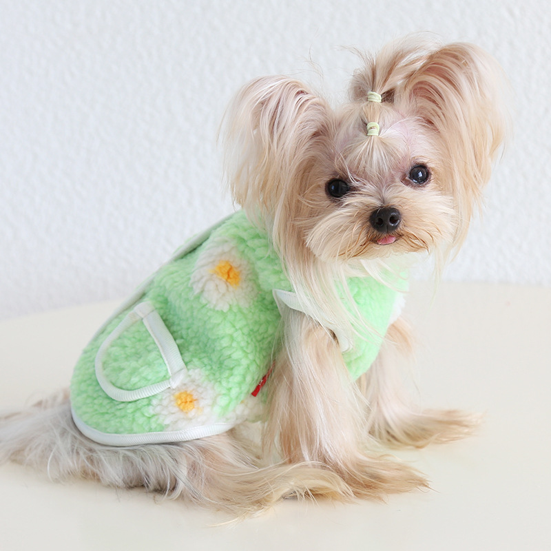 Pet Floral Vest Plush Material Pocket Design