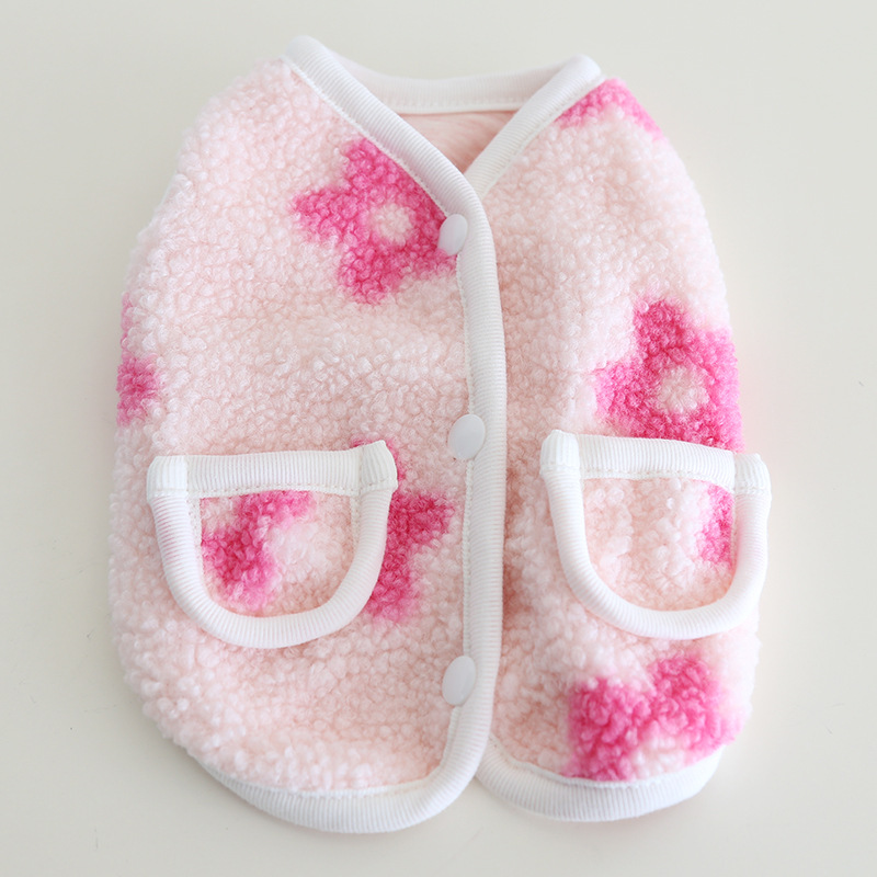 Pet Floral Vest Plush Material Pocket Design
