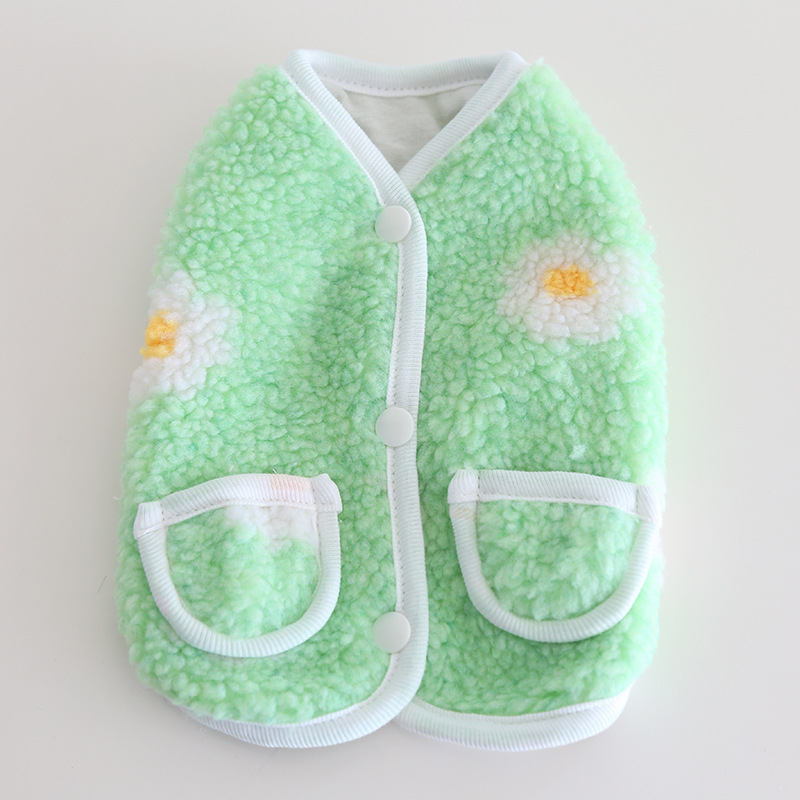 Pet Floral Vest Plush Material Pocket Design