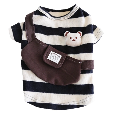 Pet Hoodie Stripe Pattern Bear Backpack Design 01