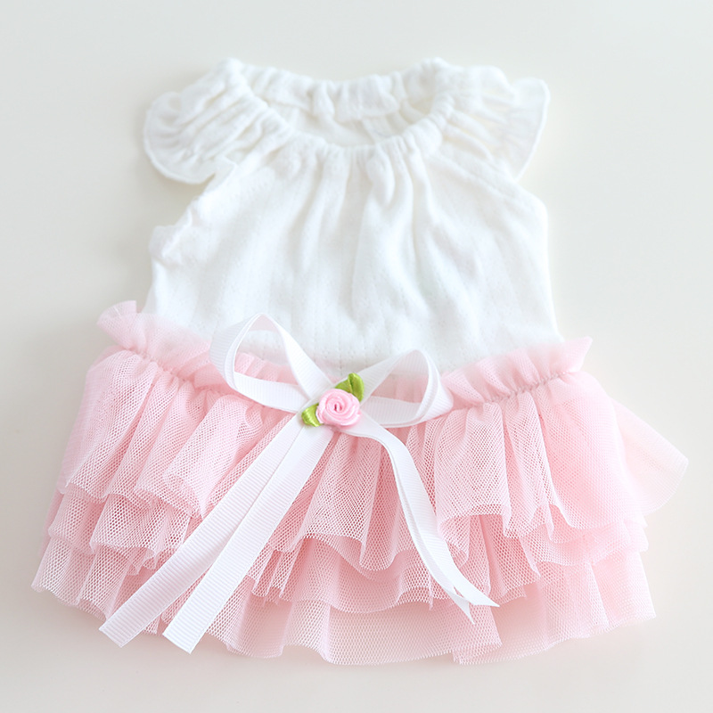 Pet Layered Dress Bow Waist Floral Detail