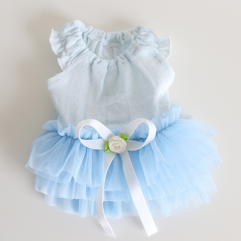 Pet Layered Dress Bow Waist Floral Detail