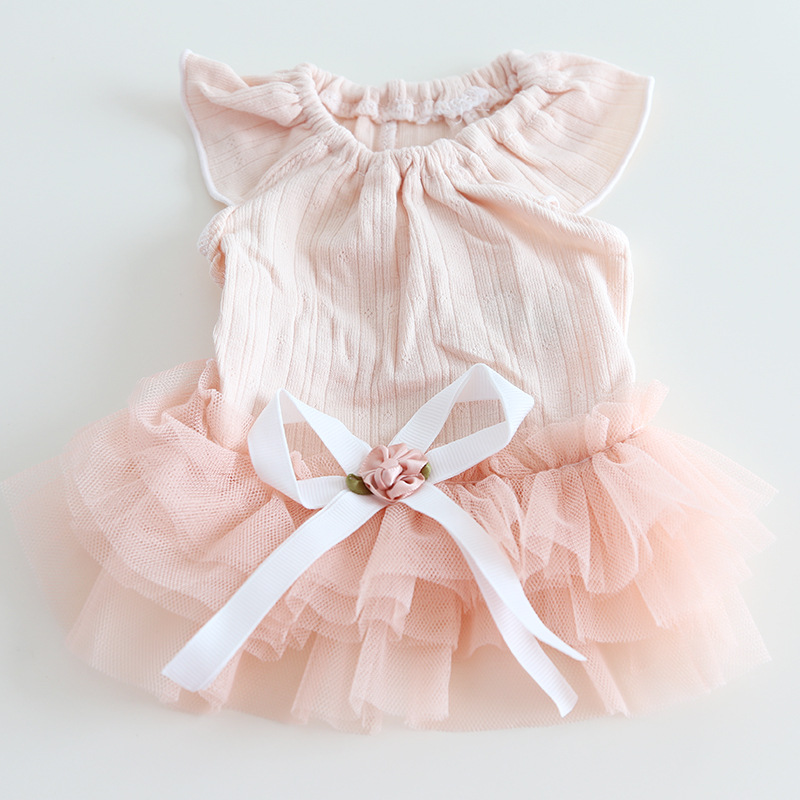 Pet Layered Dress Bow Waist Floral Detail