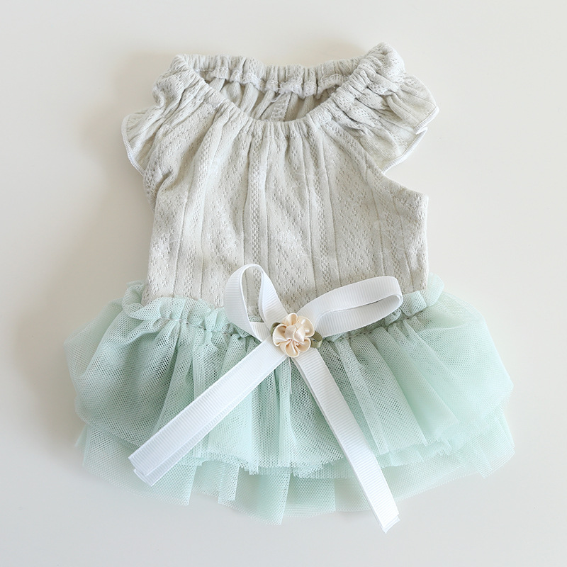Pet Layered Dress Bow Waist Floral Detail