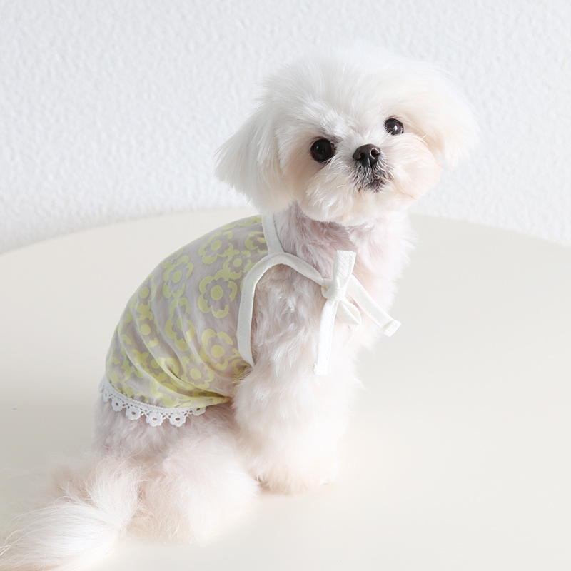 Pet Mesh Vest Bow Tie Lace Trim