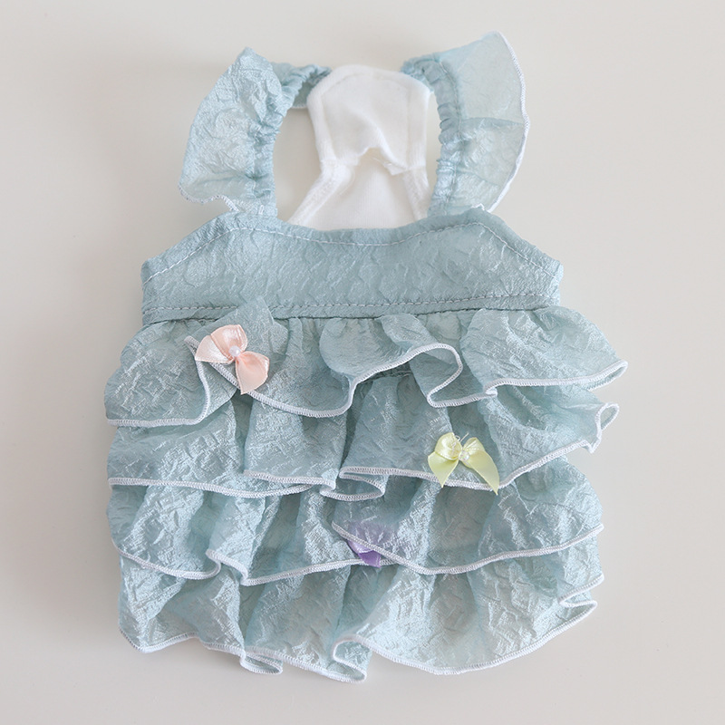 Pet Pearl Dress Butterfly Bow Lace Trim