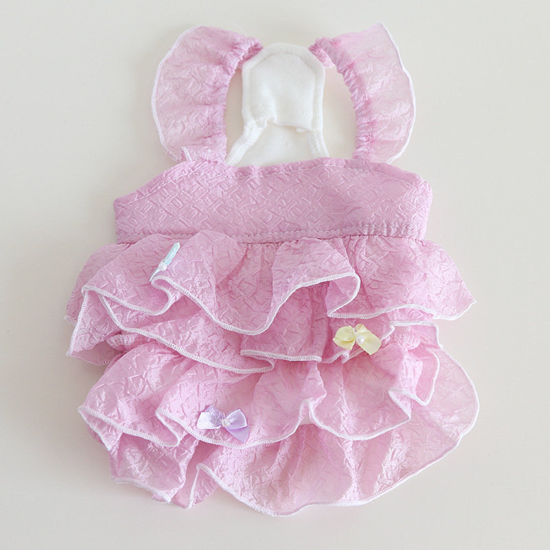 Pet Pearl Dress Butterfly Bow Lace Trim
