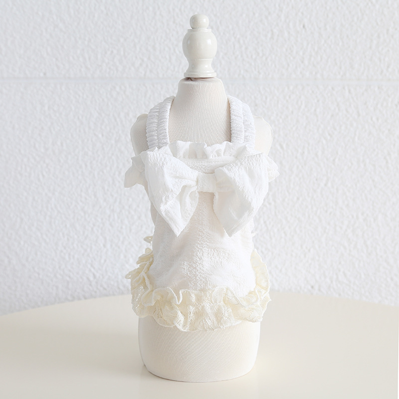 Pet Bubble Dress Spaghetti Strap Bow Detail