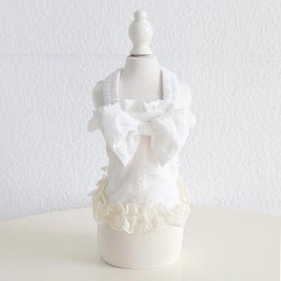 Pet Bubble Dress Spaghetti Strap Bow Detail 02