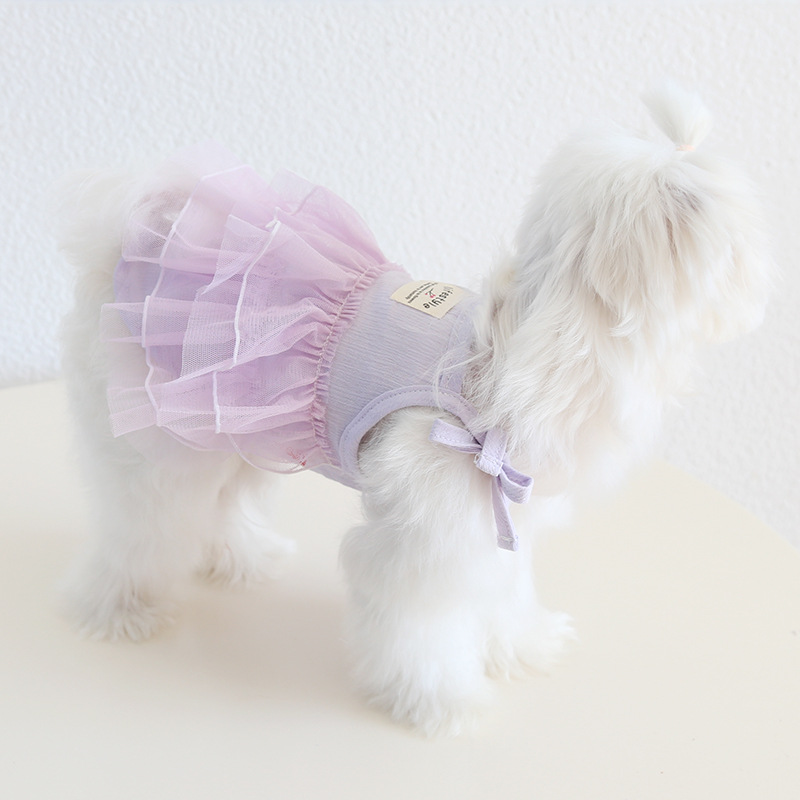 Pet Sheer Dress Thin Strap Bow Tie