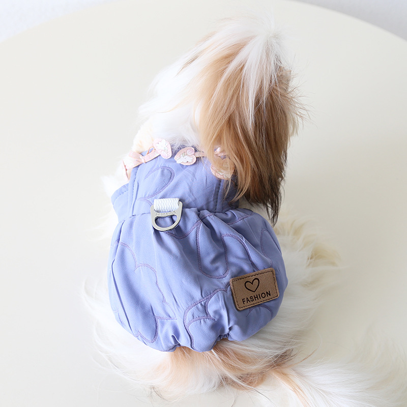 Pet Romper Bunny Ear Floral Applique Design
