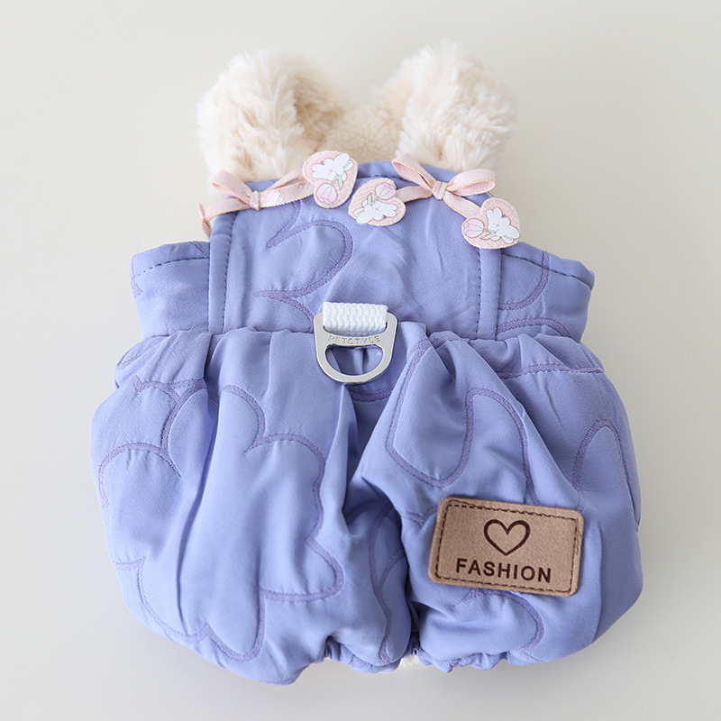 Pet Romper Bunny Ear Floral Applique Design