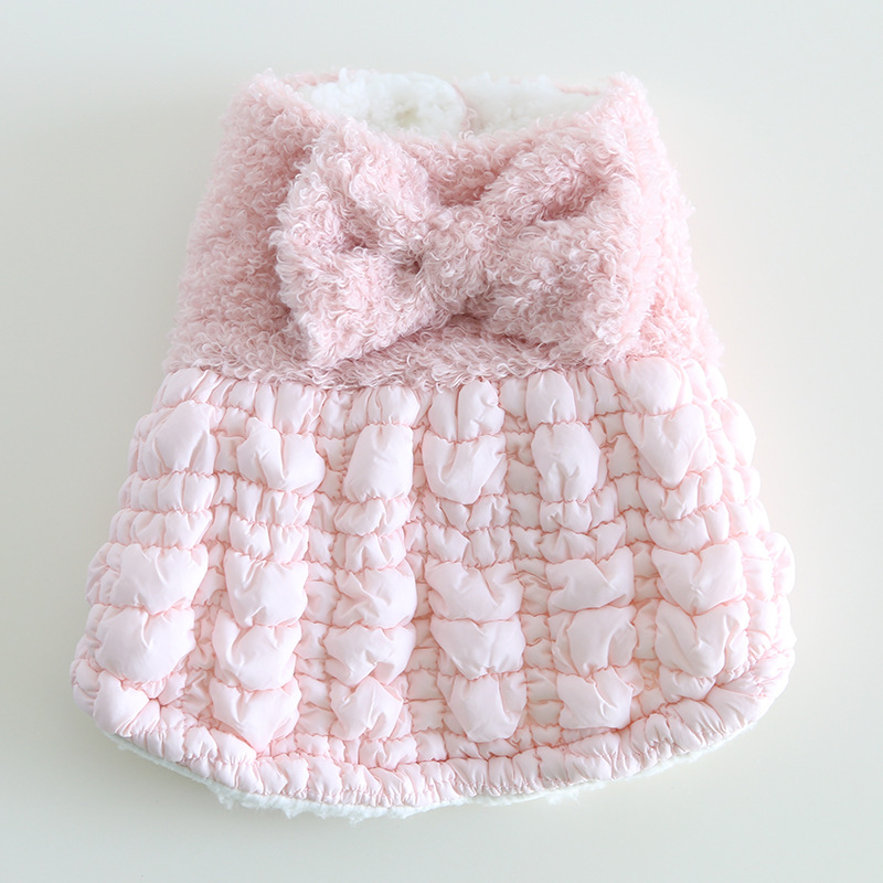 Pet Plush Dress Big Bow Quilted Skirt