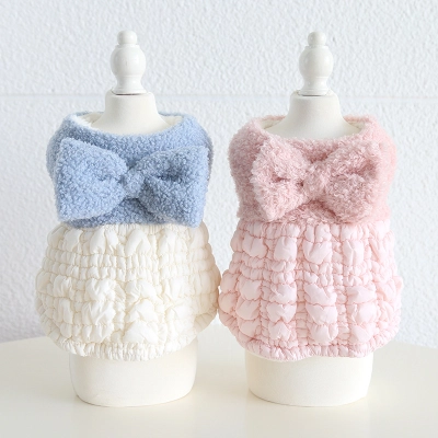 Pet Plush Dress Big Bow Quilted Skirt 02